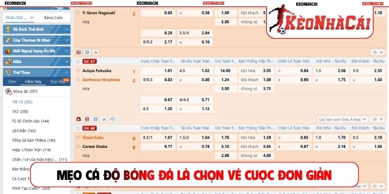 Mẹo cá độ bóng đá là chọn vé cược đơn giản